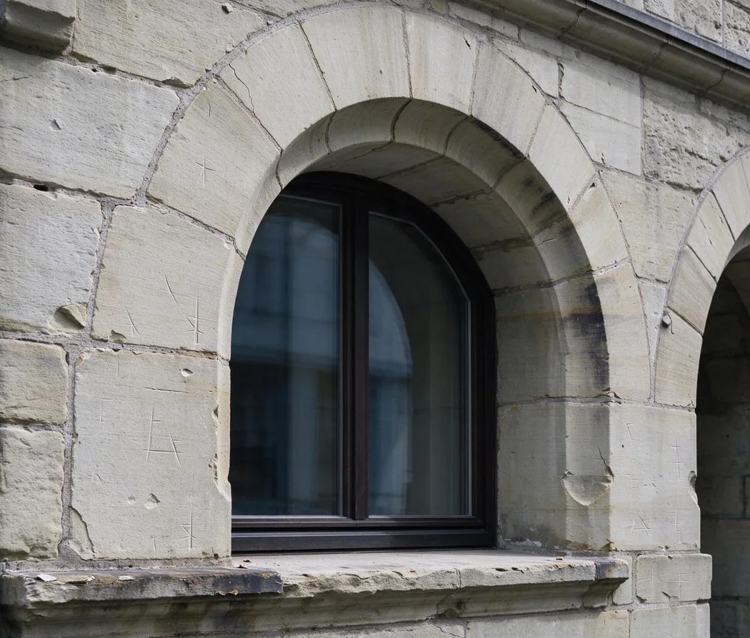 Fassade und Fenster eines klassischen Basler Stadthauses.